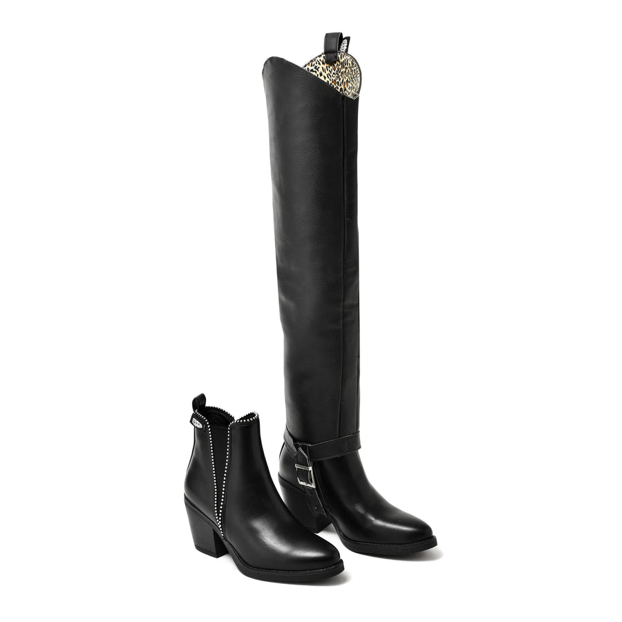 MONTANA BOTA TACO MUJER NEGRA (AJUSTE ANCHO)