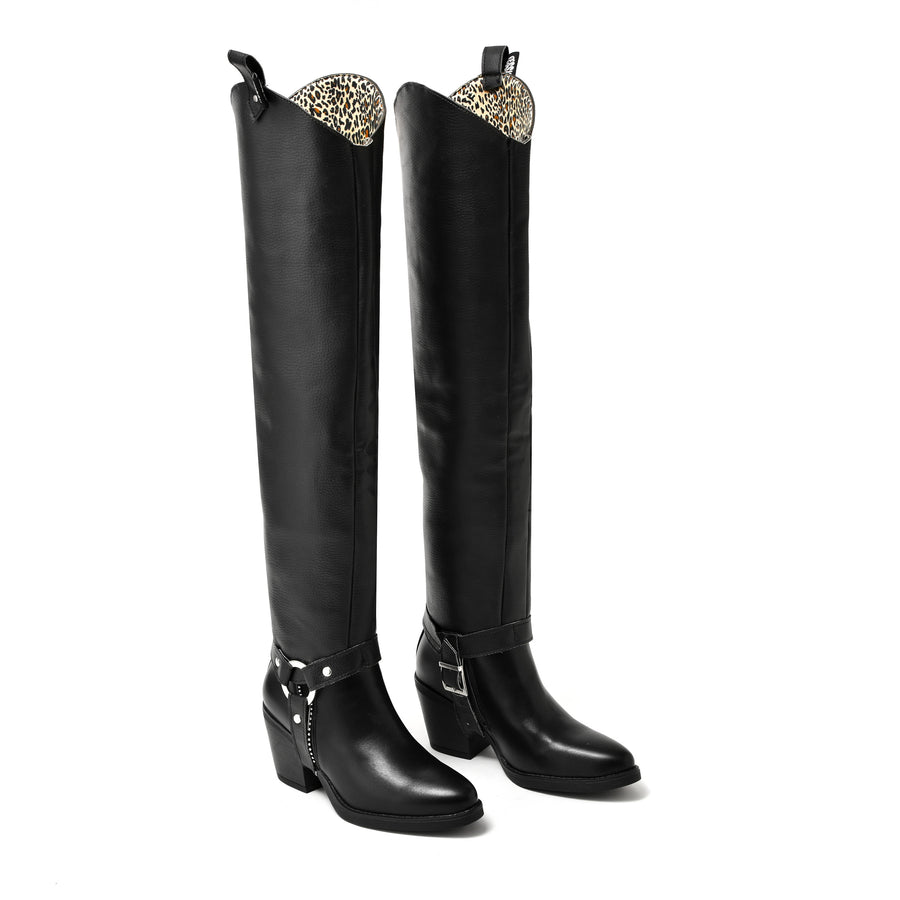 MONTANA BOTA TACO MUJER NEGRA (AJUSTE ANCHO)