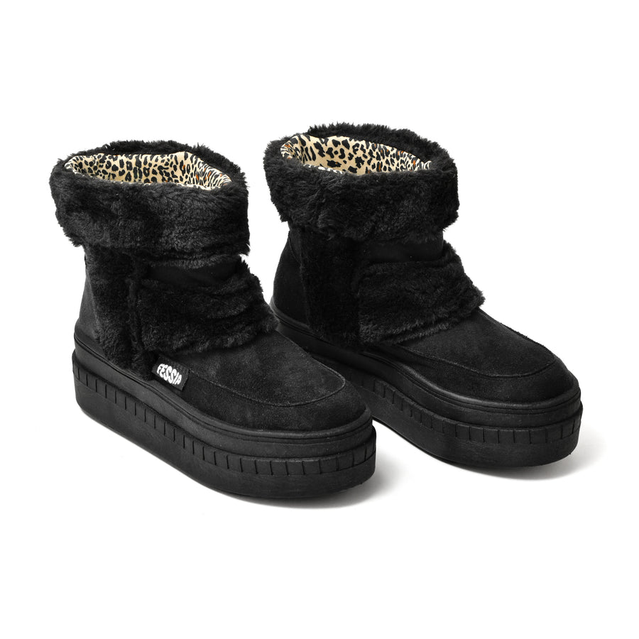 TEDDY BOTA MUJER NEGRA PLATAFORMA 🧊🧦💖